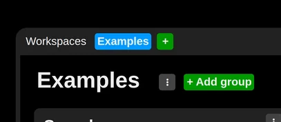 The workspace switcher with the button to add a new one