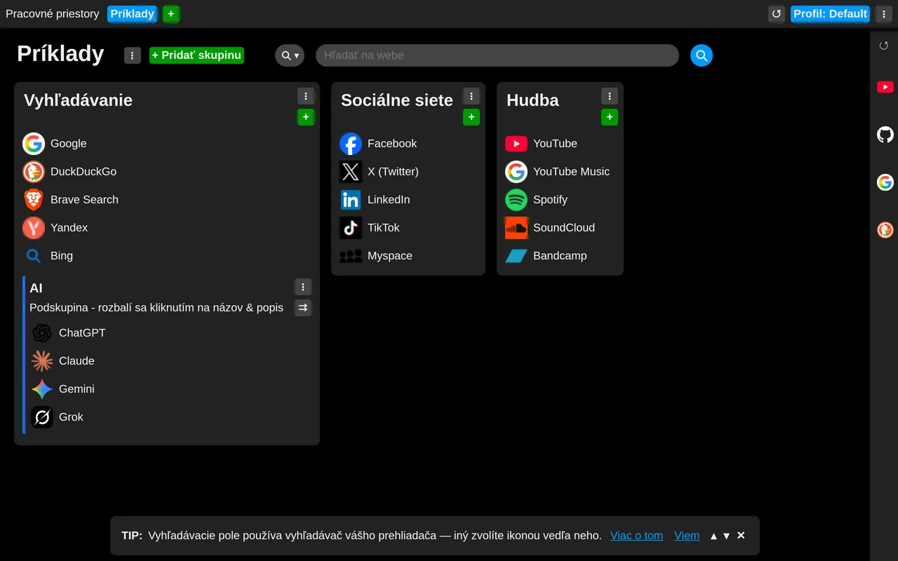 Snímka 1 z 9 novej karty Tabilinks