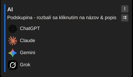 Rozbalená podskupina so všetkými odkazmi